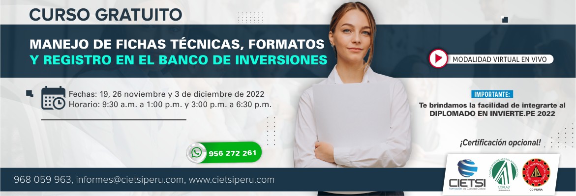 CURSO MANEJO DE FICHAS TÉCNICAS, FORMATOS Y REGISTRO EN EL BANCO DE INVERSIONES 2022